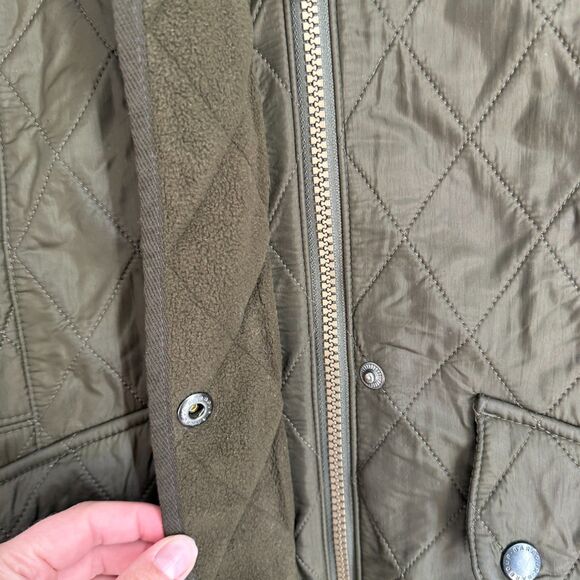 Barbour Cavalry Polarquilt Riding Jacket Fleece Lined Quilted Olive Green US 12 - Picture 5 of 11